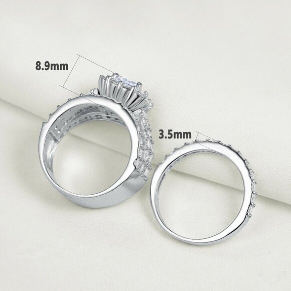 🌸Princess Cut Zircon Full Filled Square Multi Layer Luxury Ring Set, UNVN12246 - Picture 7 of 7